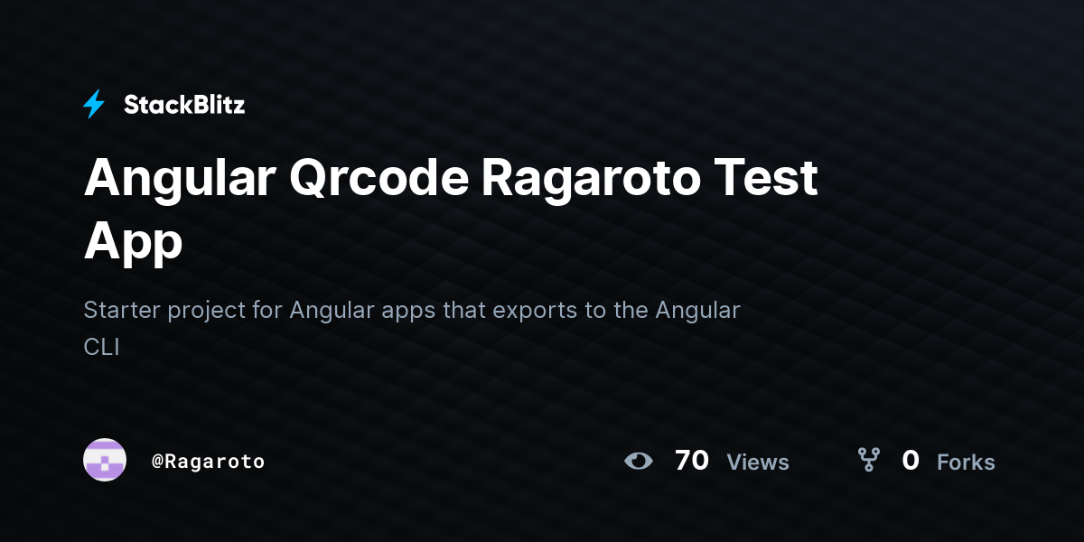 Angular Qrcode Ragaroto Test App - StackBlitz