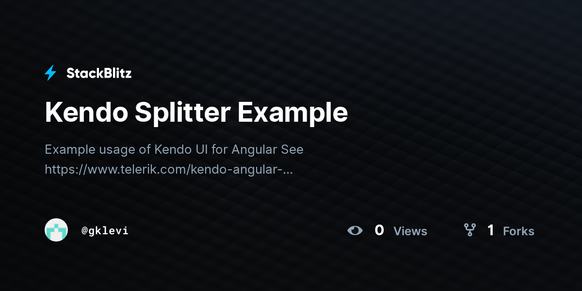 Kendo Splitter Example - StackBlitz