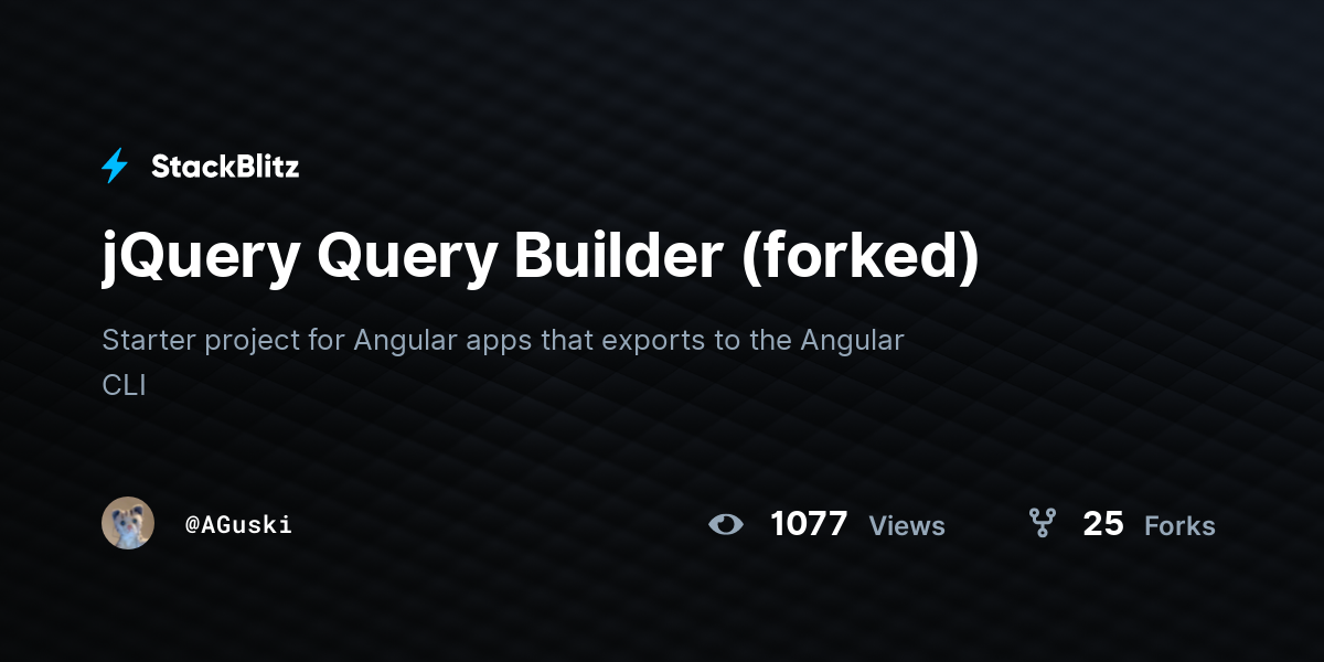 jQuery Query Builder (forked) - StackBlitz