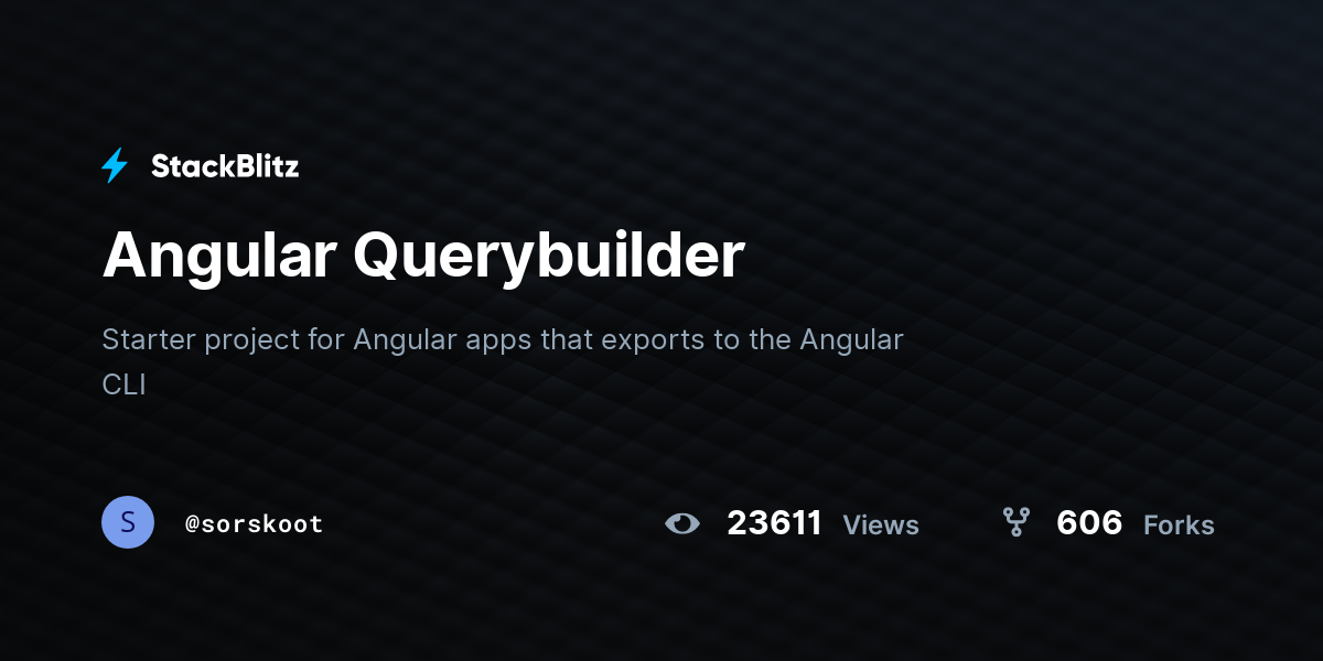 Angular Querybuilder - StackBlitz
