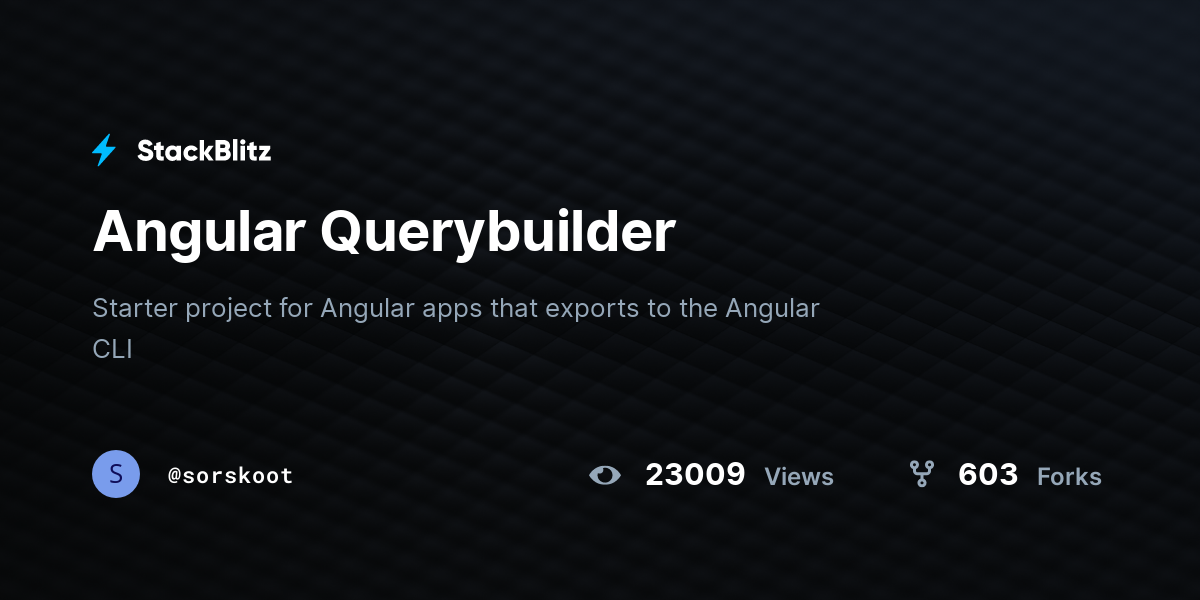 Angular querybuilder stackblitz