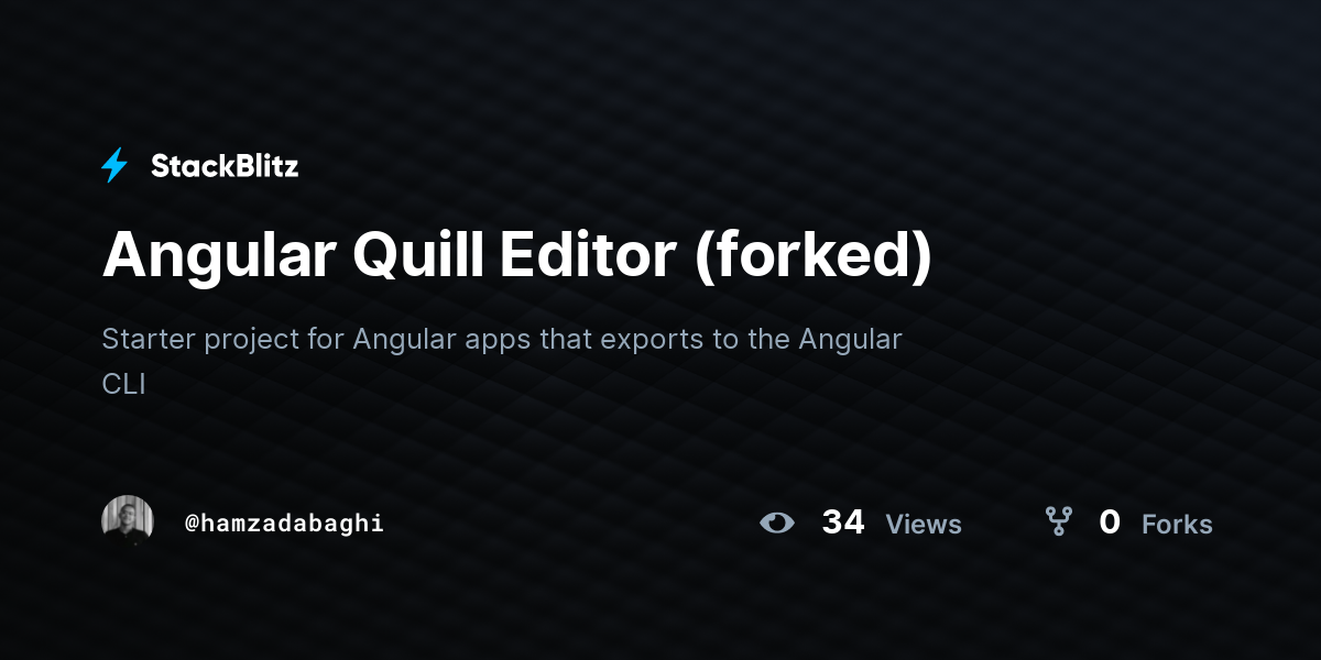 Angular Quill Editor (forked) - StackBlitz