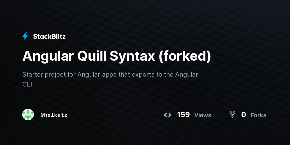 Angular Quill Syntax (forked) - StackBlitz