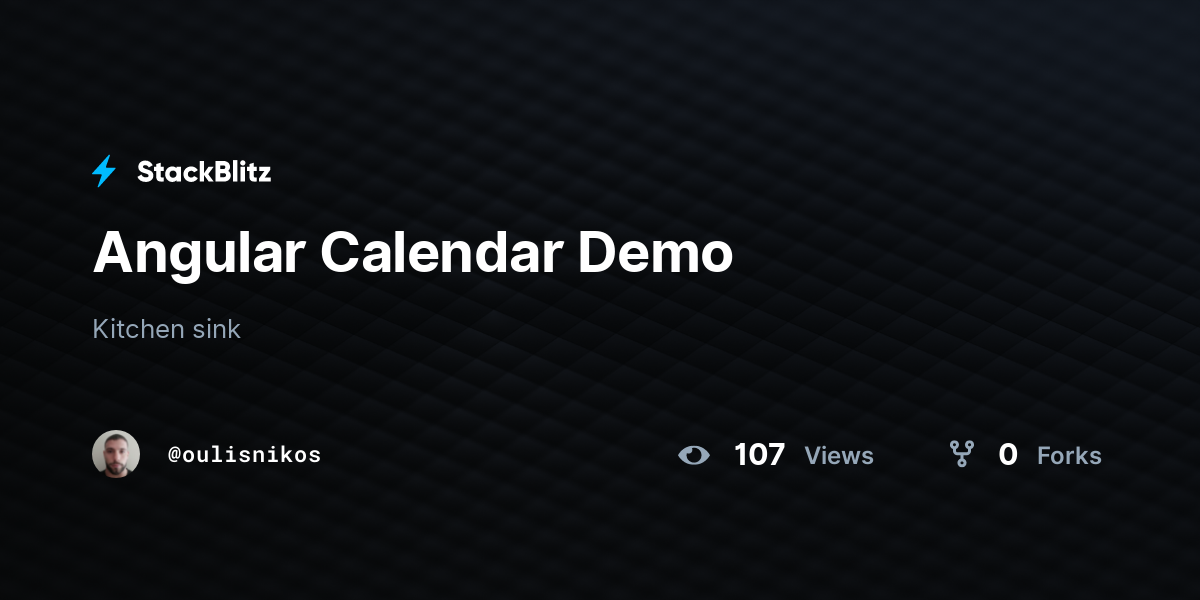Angular Calendar Demo - StackBlitz