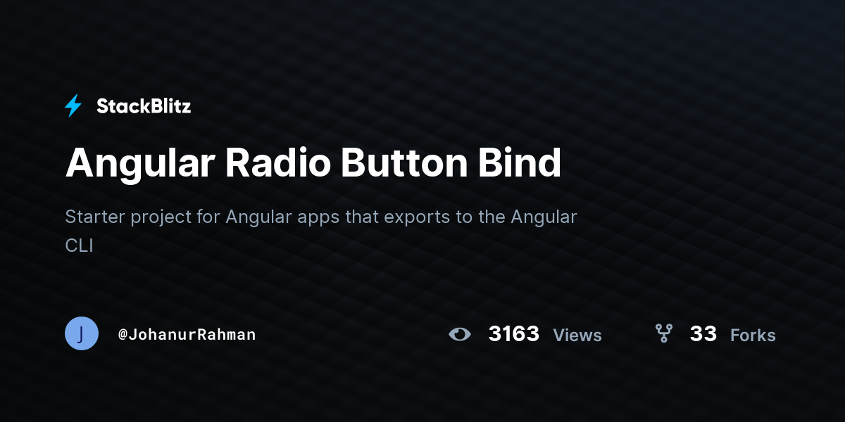 Angular Radio Button Bind - StackBlitz