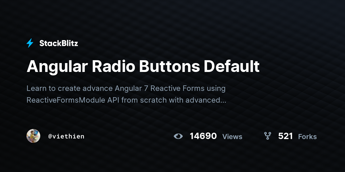 Angular Radio Buttons Default StackBlitz
