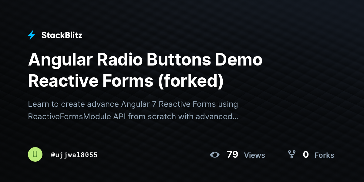 Angular radio buttons demo reactive forms forked stackblitz
