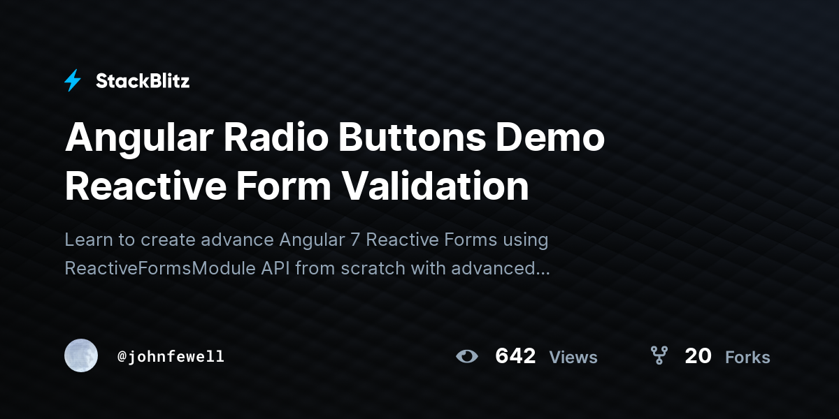 Angular Radio Buttons Demo Reactive Form Validation - StackBlitz