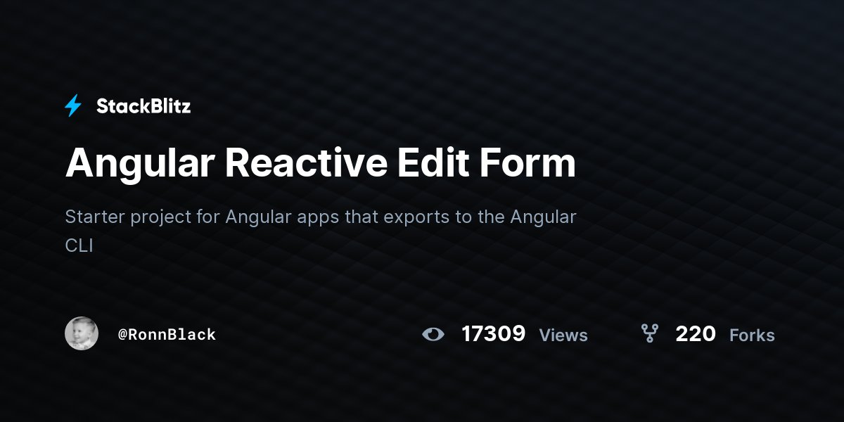 Angular Reactive Edit Form - StackBlitz