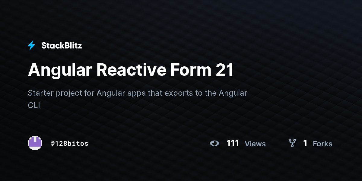 Angular Reactive Form 21 - StackBlitz