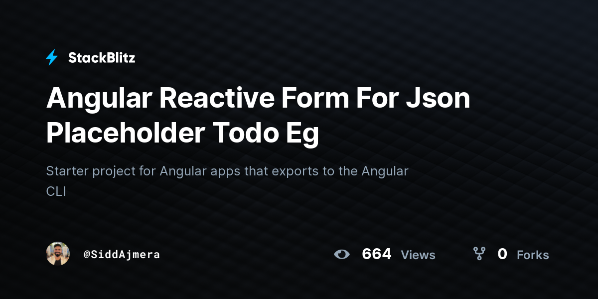 Angular Reactive Form For Json Placeholder Todo Eg - StackBlitz