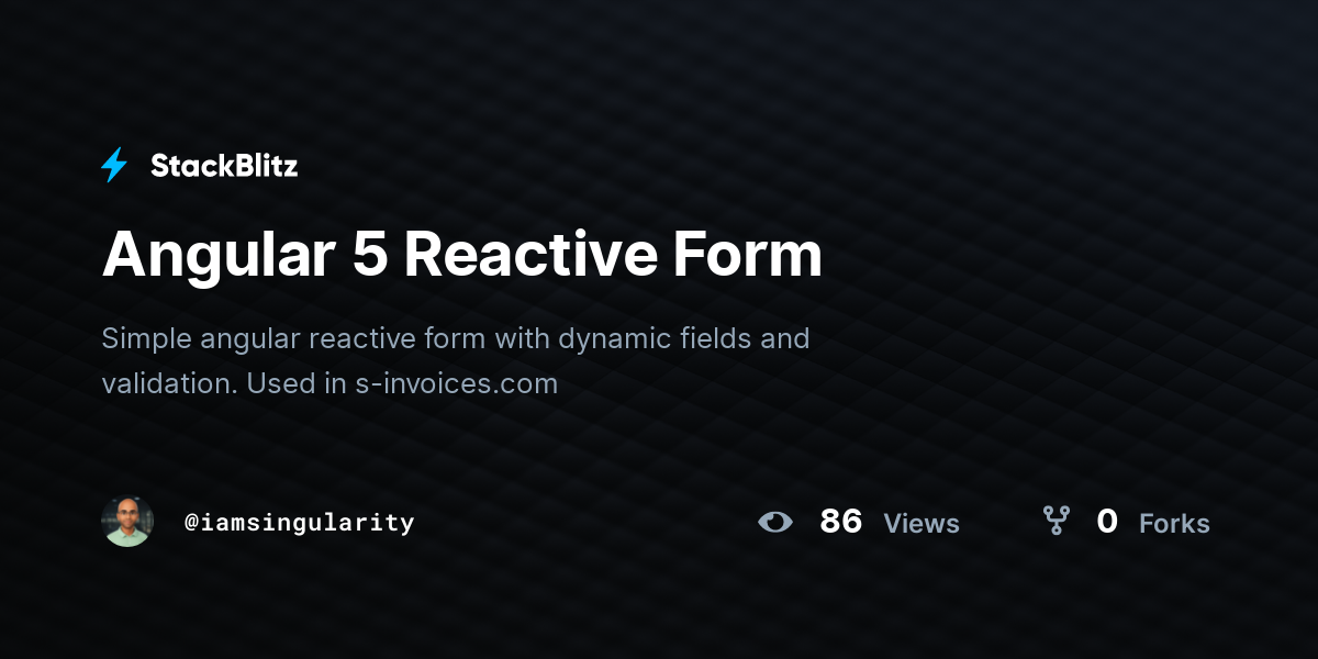 Angular 5 Reactive Form - StackBlitz