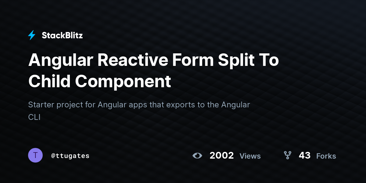 Angular Reactive Form Split To Child Component - StackBlitz