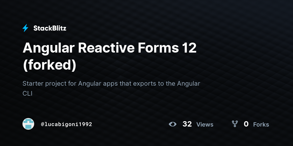 Angular Reactive Forms 12 (forked) - StackBlitz
