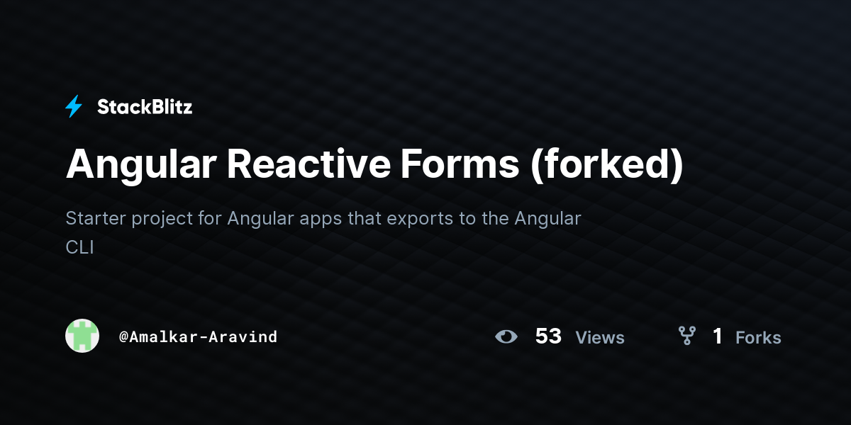 Angular Reactive Forms (forked) - StackBlitz