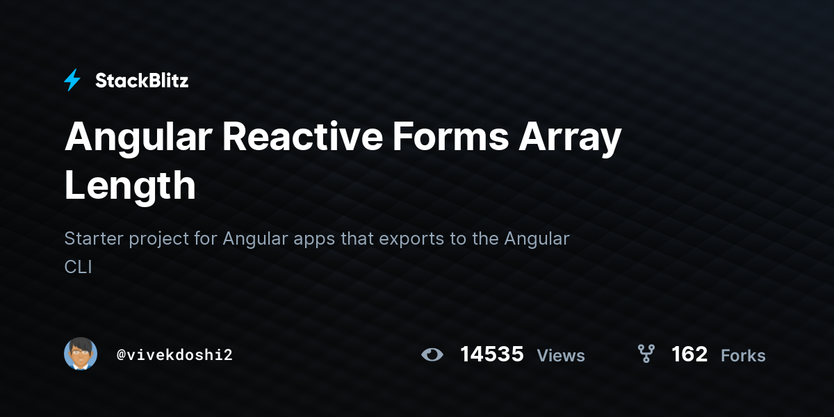 Angular Reactive Forms Array Length - StackBlitz