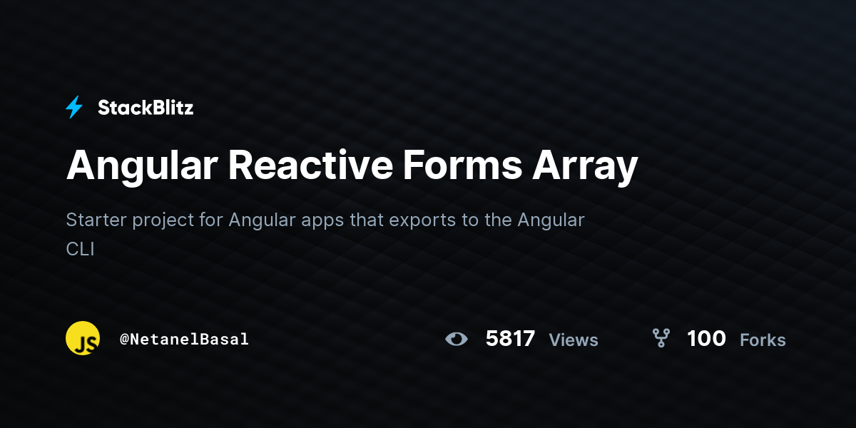 Angular Reactive Forms Array - StackBlitz