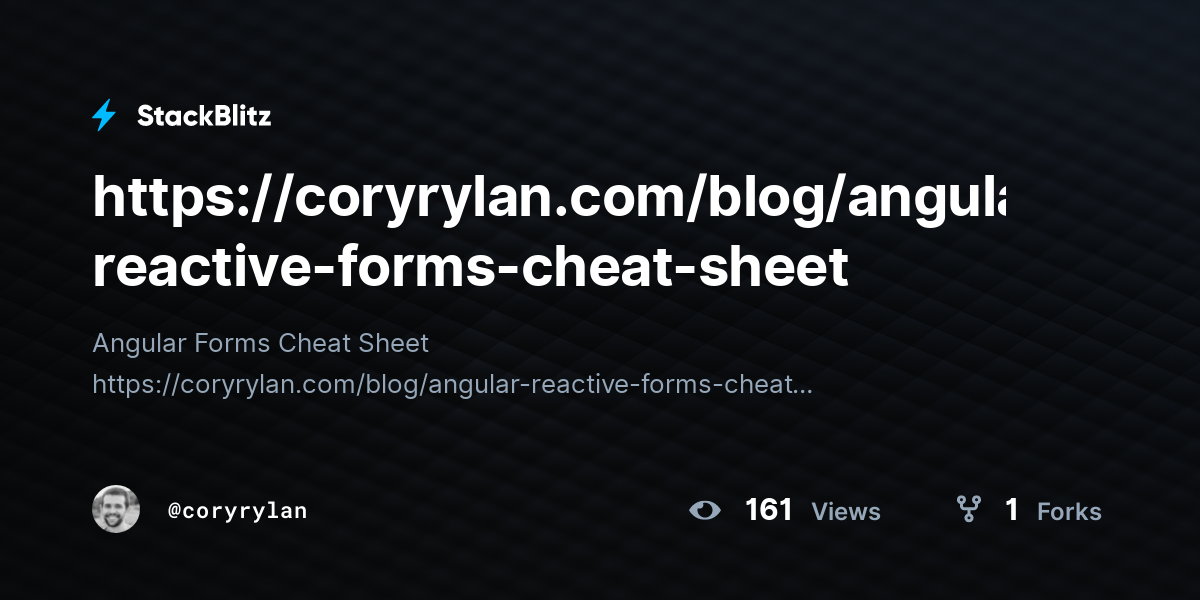 https://coryrylan.com/blog/angular-reactive-forms-cheat-sheet - StackBlitz