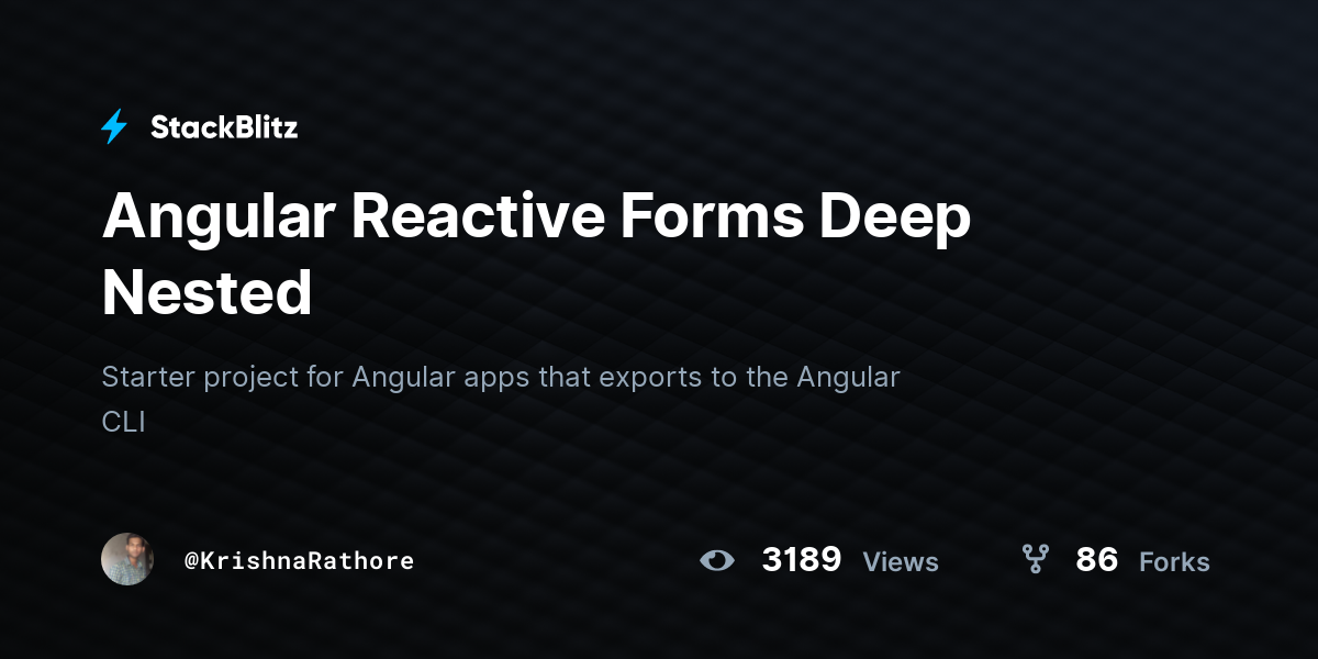 Angular Reactive Forms Deep Nested - StackBlitz