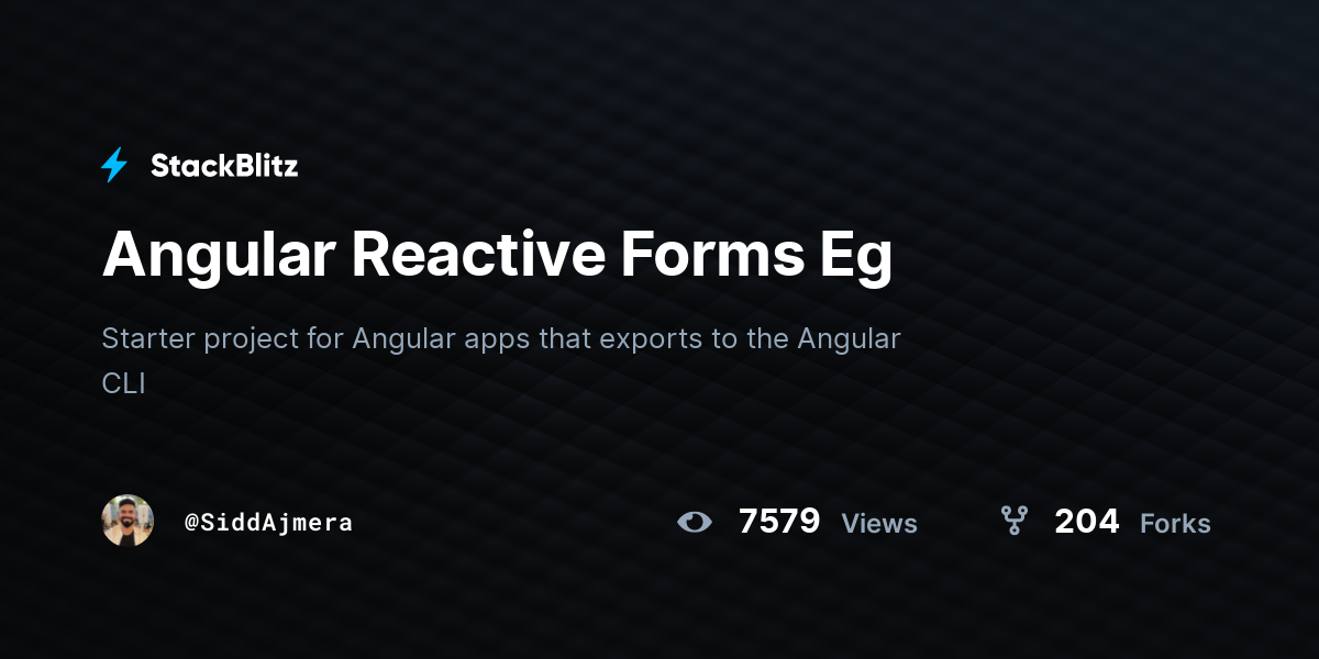Angular Reactive Forms Eg - StackBlitz