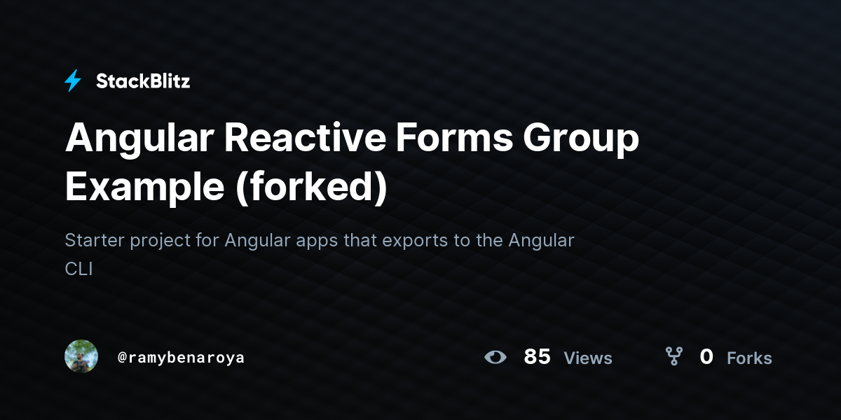 Angular Reactive Forms Group Example (forked) - StackBlitz