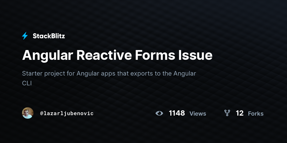 Angular Reactive Forms Issue - StackBlitz