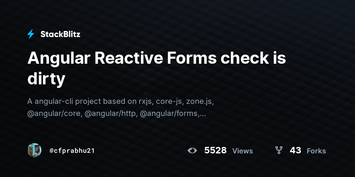 Angular Reactive Forms check is dirty - StackBlitz