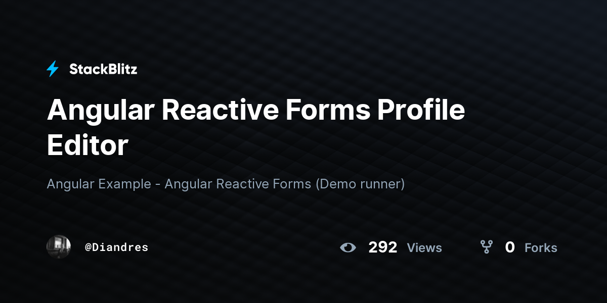 Angular Reactive Forms Profile Editor - StackBlitz
