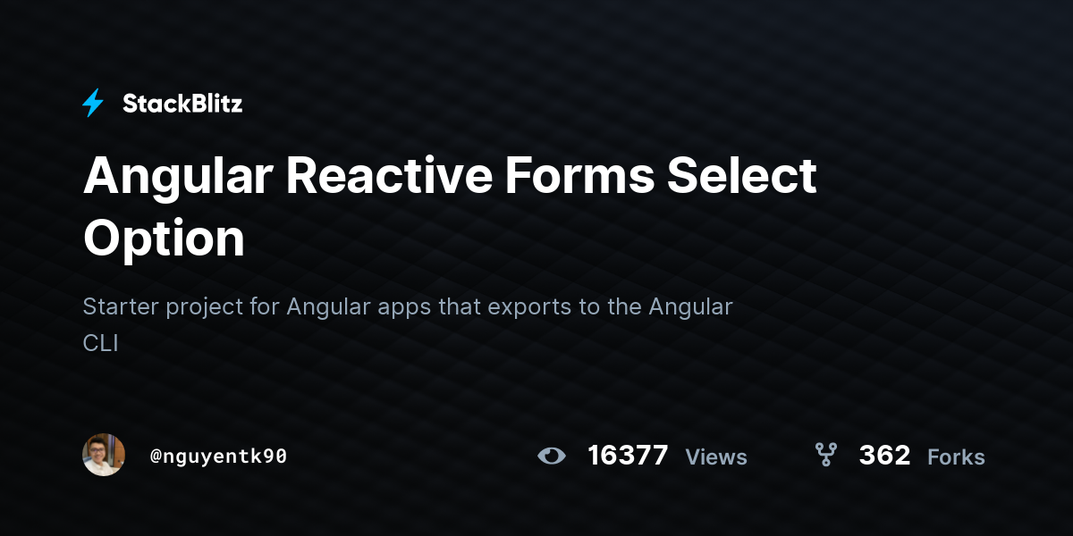 Angular Reactive Forms Select Option - StackBlitz