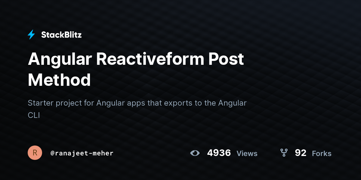 Angular Reactiveform Post Method - StackBlitz