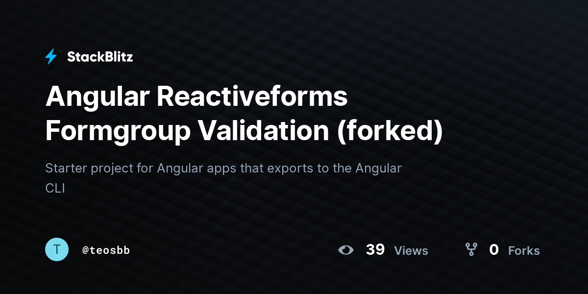 angular form group validation example stackblitz