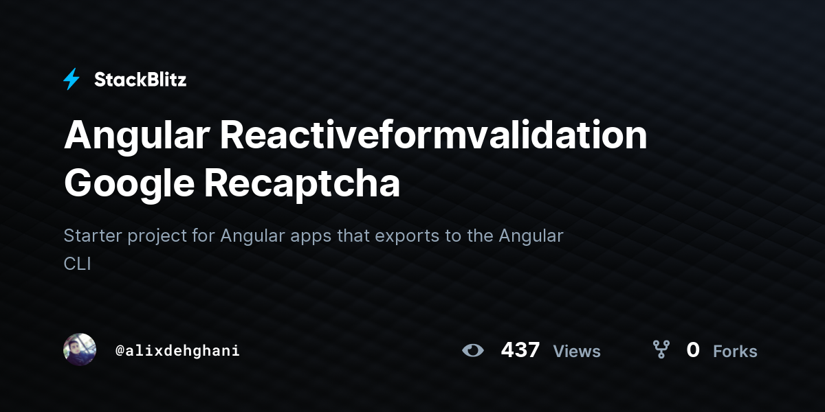 Angular Reactiveformvalidation Google Recaptcha - StackBlitz