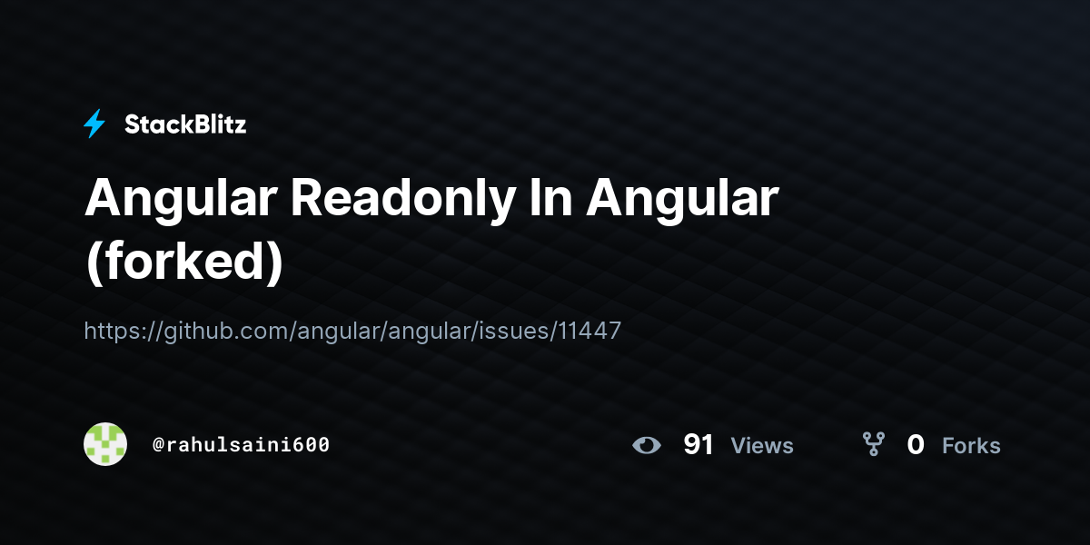 Angular Readonly In Angular (forked) - StackBlitz