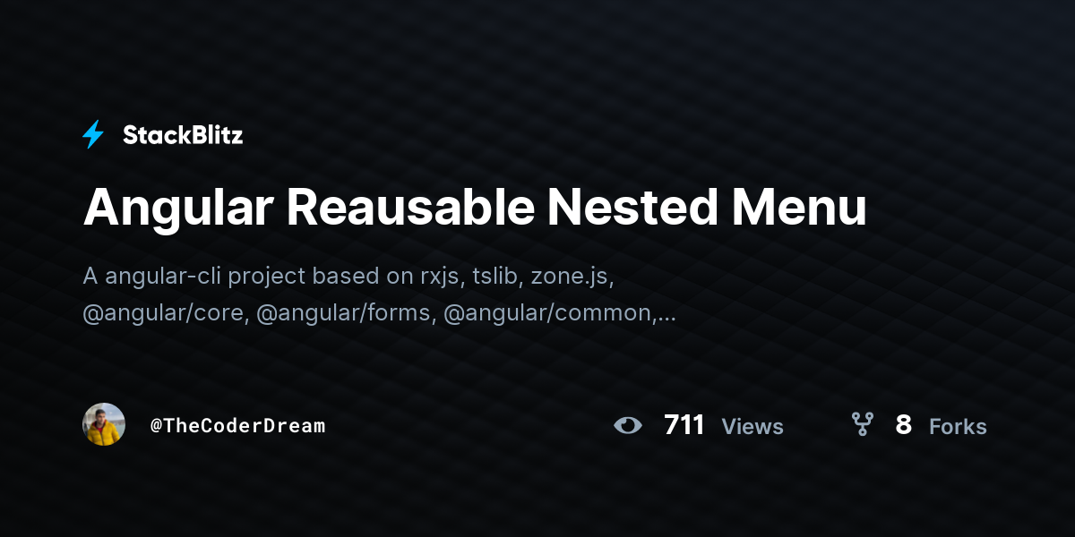Angular Reausable Nested Menu - StackBlitz