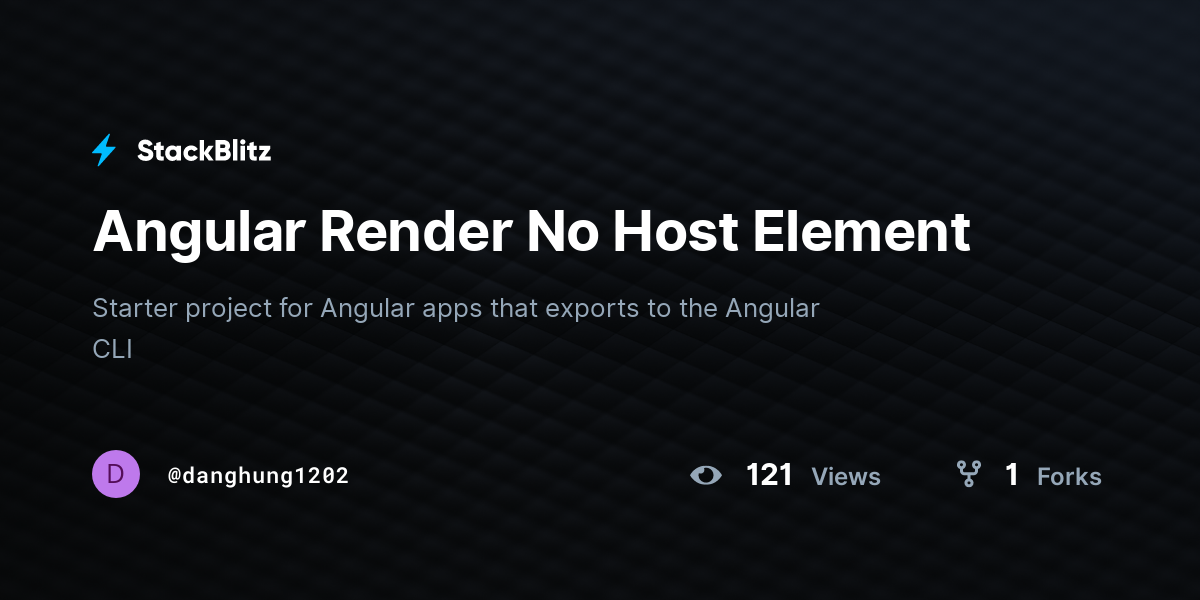 Angular Render No Host Element - StackBlitz