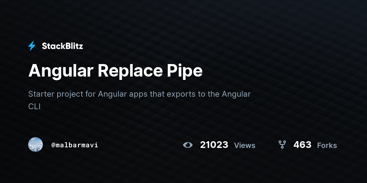 Angular Replace Pipe - StackBlitz