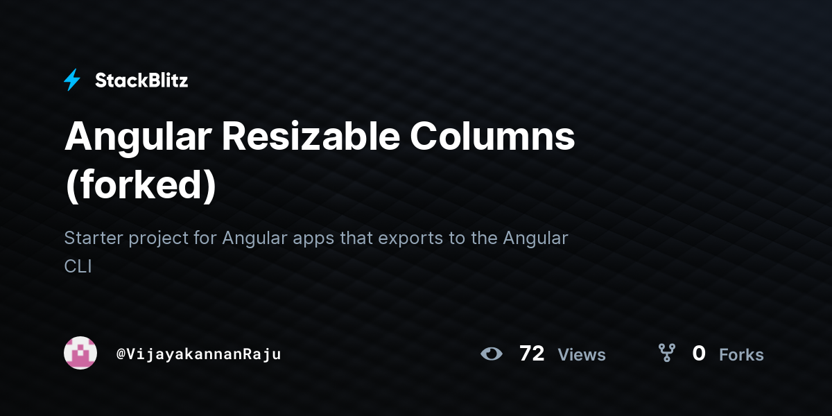 Angular Resizable Columns (forked) - StackBlitz