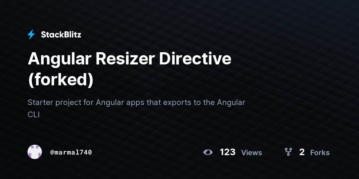 Angular Resizer Directive (forked) - StackBlitz