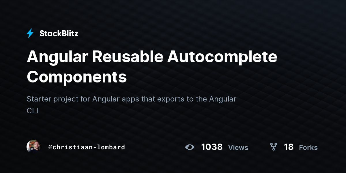 Angular Reusable Autocomplete Components - StackBlitz