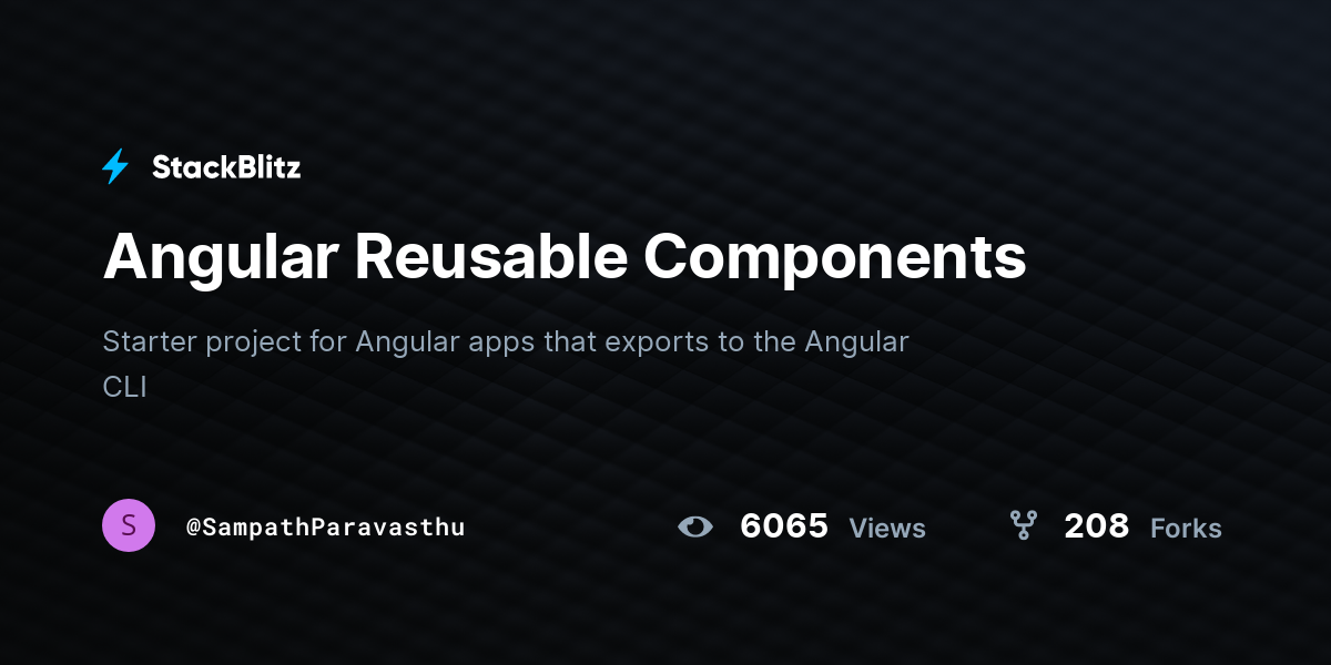 Angular Reusable Components - StackBlitz