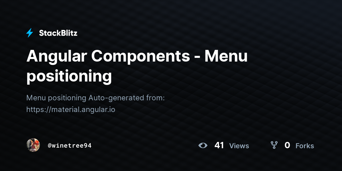 Angular Components Menu positioning StackBlitz