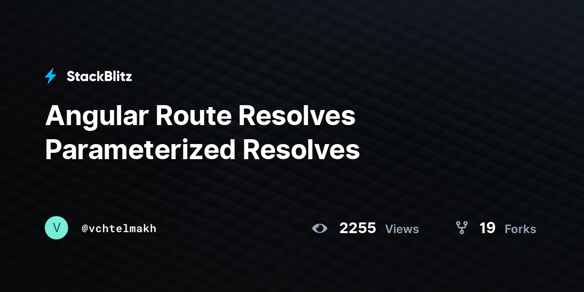 Angular Route Resolves Parameterized Resolves - StackBlitz