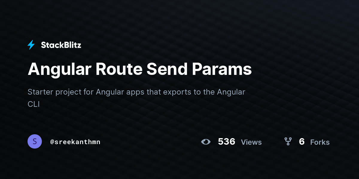 Angular Route Send Params - StackBlitz