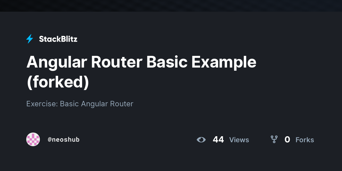Angular router basic example forked stackblitz
