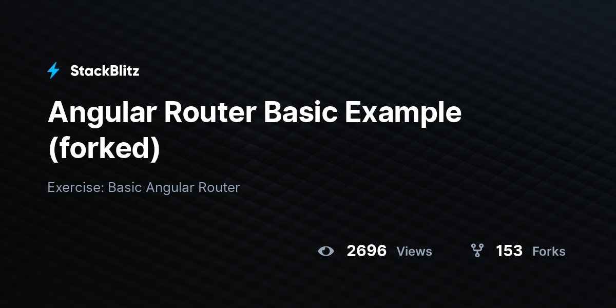 Angular Router Basic Example (forked) - StackBlitz