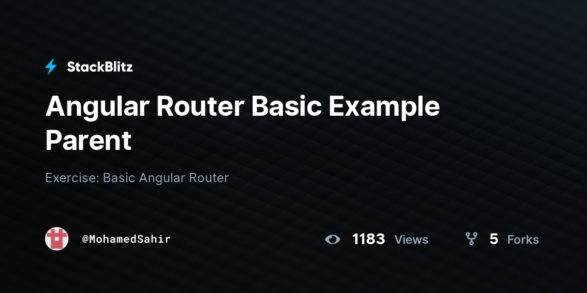 Angular Router Basic Example Parent - StackBlitz