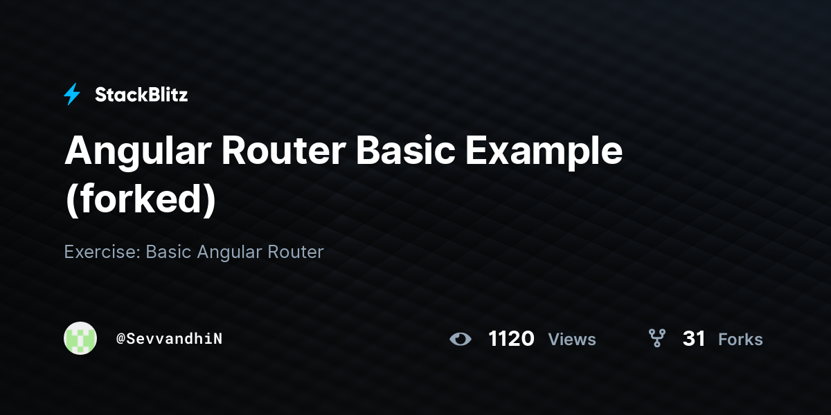 Angular Router Basic Example (forked) - StackBlitz
