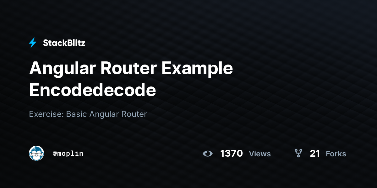 Angular Router Example Encodedecode - StackBlitz