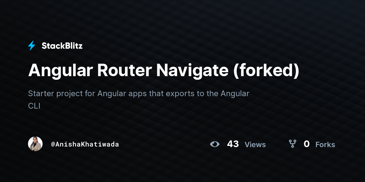 Angular Router Navigate (forked) StackBlitz