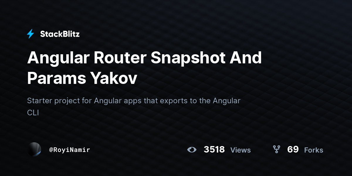Angular Router Snapshot And Params Yakov - StackBlitz